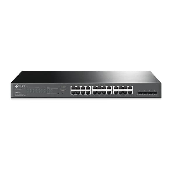 JetStream 28-Port Gigabit Smart Switch with 24-Port PoE+ 250 W PoE Budget: 24× 802.3at/af-compliant PoE+ ports with a total power supply of 250 W*. Full Gigabit Ports: 24× gigabit PoE+ ports and 4× gigabit SFP Slots provide high-speed connections. Integrated into Omada SDN: Centralized Cloud Management, and Intelligent Monitoring. Centralized Management: Cloud access and Omada app for ultra convenience and easy management. Static Routing: Helps route internal traffic for more efficient use of network resources. Robust Security Strategies: IP-MAC-Port Binding, ACL, Port Security, DoS Defend, Storm control, DHCP Snooping, 802.1X, Radius Authentication, and more. Optimize Voice and Video Applications: L2/L3/L4 QoS and IGMP snooping. IPv6: IPv6 support with dual IPv4/IPv6 stack, MLD snooping, IPv6 neighbor discovery.